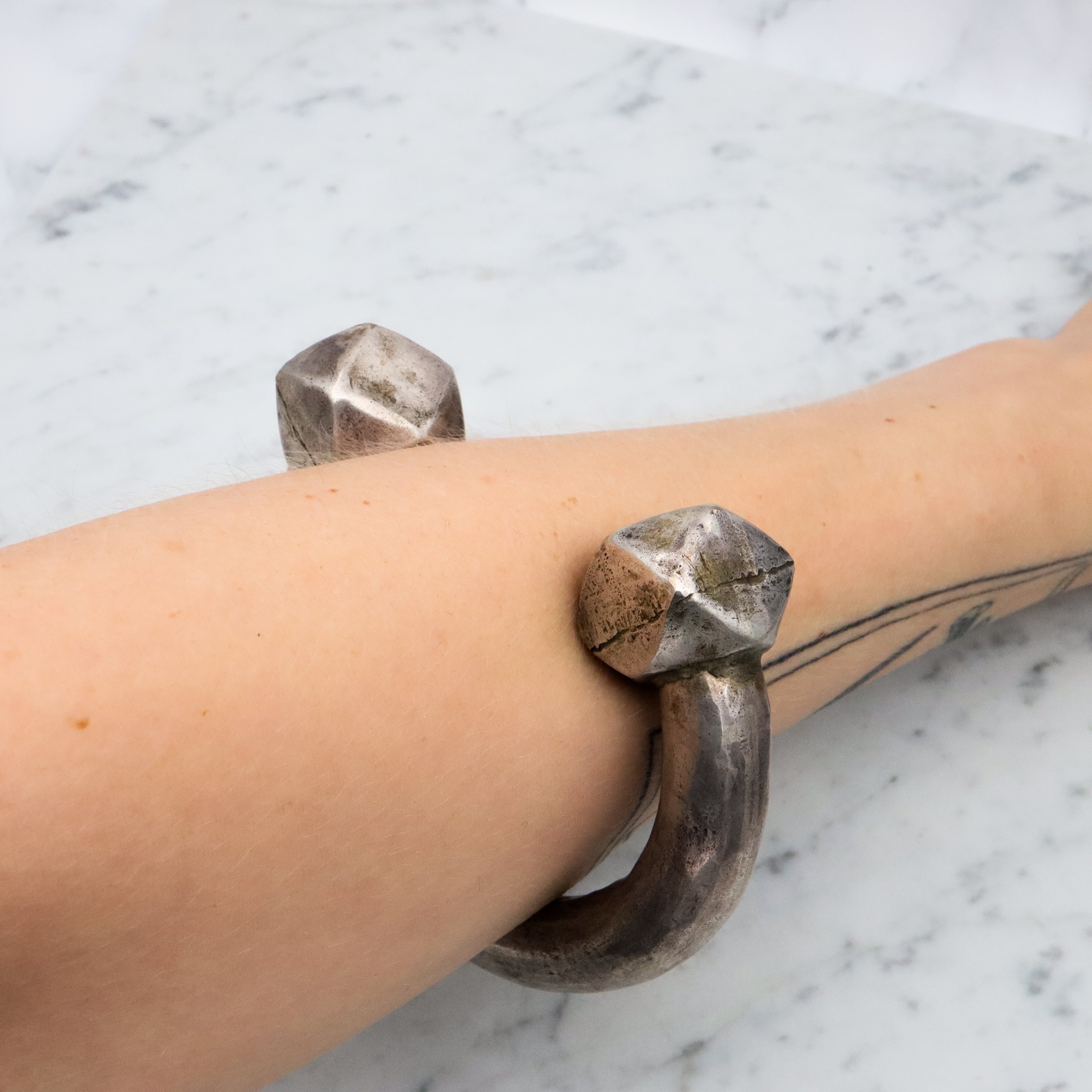 Antique African tribal Fulani style silver arm cuff